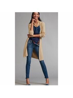 CAbi Abbey Road Duster XL Cardigan Tan Knit Camel Sweater Cabi Long #3359